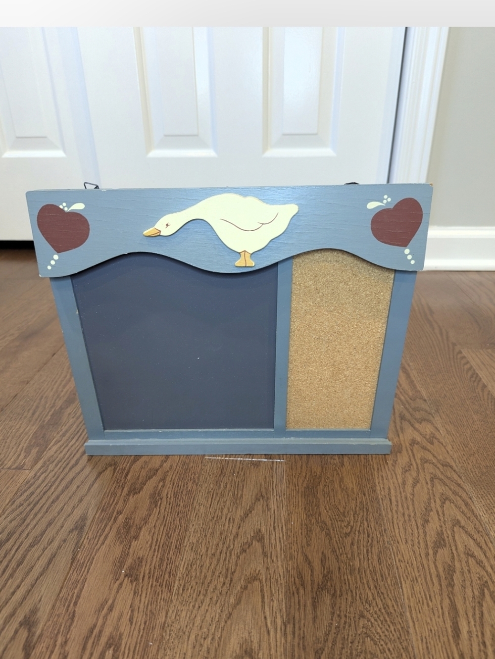 Vintage corkboard chalkboard message board blue heart Goose